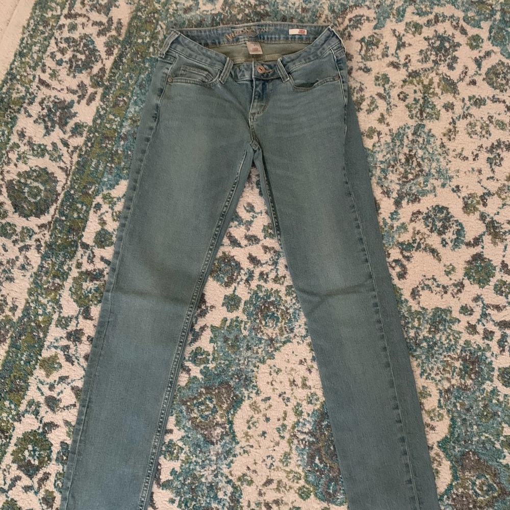 Light blue “teal” skinny jeans